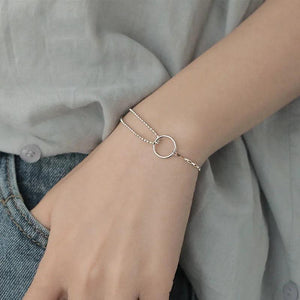 Kpop Vintage Geometry Interlocking Titanium Steel Bracelet For Women