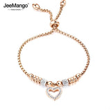 Stainless Steel Crystal Heart Charm Bracelet for Girls