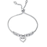 Stainless Steel Crystal Heart Charm Bracelet for Girls