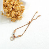 Stainless Steel Crystal Heart Charm Bracelet for Girls