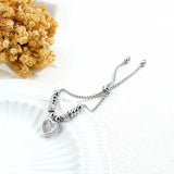 Stainless Steel Crystal Heart Charm Bracelet for Girls
