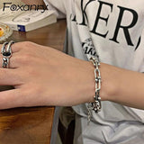 Foxanry Silver Chain Bracelets Vintage Punk Hiphop Jewelry