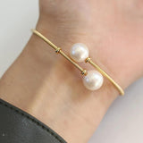 Freshwater Pearl Metal Beads Bracelets Charm Jewelry Gift 8-9mm