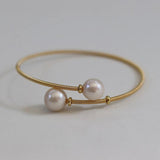 Freshwater Pearl Metal Beads Bracelets Charm Jewelry Gift 8-9mm