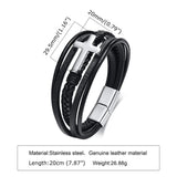 Men's Braided Leather Cross Bracelet, Layered Faith Wristband