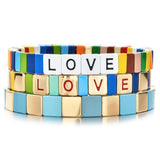 Rainbow Love Beads Stretch Bracelets Set Femme