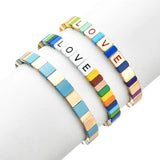 Rainbow Love Beads Stretch Bracelets Set Femme