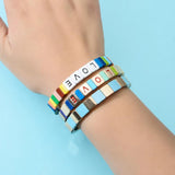 Rainbow Love Beads Stretch Bracelets Set Femme