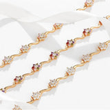 Flower Bracelet Zircon Plated, Colorful Men's Women's Jewelry