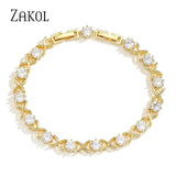 Zircon Cross Bracelet Round CZ Bangle Wedding Jewelry