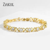 Zircon Cross Bracelet Round CZ Bangle Wedding Jewelry