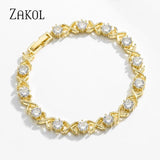 Zircon Cross Bracelet Round CZ Bangle Wedding Jewelry