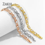 Zircon Cross Bracelet Round CZ Bangle Wedding Jewelry