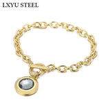 Stainless Steel Crystal Charm Bracelet Toggle Hand Chain Jewelry