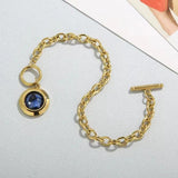 Stainless Steel Crystal Charm Bracelet Toggle Hand Chain Jewelry