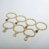 Stainless Steel Crystal Charm Bracelet Toggle Hand Chain Jewelry