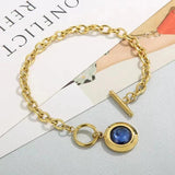 Stainless Steel Crystal Charm Bracelet Toggle Hand Chain Jewelry