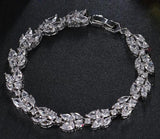 CZ Leaf Pattern Bracelet Bangle Women Girl Gift Wedding Jewelry
