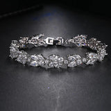 CZ Leaf Pattern Bracelet Bangle Women Girl Gift Wedding Jewelry