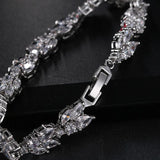 CZ Leaf Pattern Bracelet Bangle Women Girl Gift Wedding Jewelry