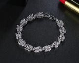 CZ Leaf Pattern Bracelet Bangle Women Girl Gift Wedding Jewelry