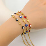 Evil Eye Bracelet Lucky Turkey Oval Heart Eyes Link Chain Friendship Jewelry