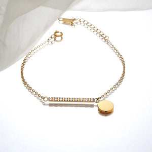 Delicate Zircon Stone Bar Bracelet Bangle - Stainless Steel