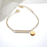 Delicate Zircon Stone Bar Bracelet Bangle - Stainless Steel