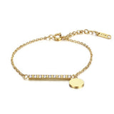 Delicate Zircon Stone Bar Bracelet Bangle - Stainless Steel