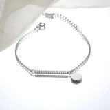Delicate Zircon Stone Bar Bracelet Bangle - Stainless Steel