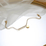 Delicate Zircon Stone Bar Bracelet Bangle - Stainless Steel