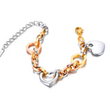 Stainless Steel Heart Charm Bracelets Geometric Chain for Women