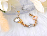 Stainless Steel Heart Charm Bracelets Geometric Chain for Women