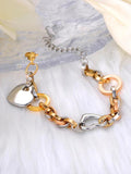 Stainless Steel Heart Charm Bracelets Geometric Chain for Women