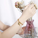 Stainless Steel Key Lock Pendant Thick Chain Bracelet for Women