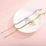 Stainless Steel Key Lock Pendant Thick Chain Bracelet for Women