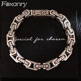Foxanry Thai Silver Thick Chain Bracelet Vintage Geometric Party Jewelry