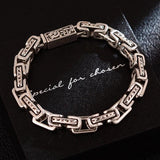 Foxanry Thai Silver Thick Chain Bracelet Vintage Geometric Party Jewelry