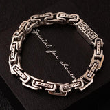 Foxanry Thai Silver Thick Chain Bracelet Vintage Geometric Party Jewelry