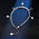 S925 Stamp Silver Charm Star Pearl Chain Bracelet for Woman