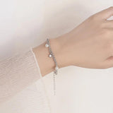 S925 Stamp Silver Charm Star Pearl Chain Bracelet for Woman