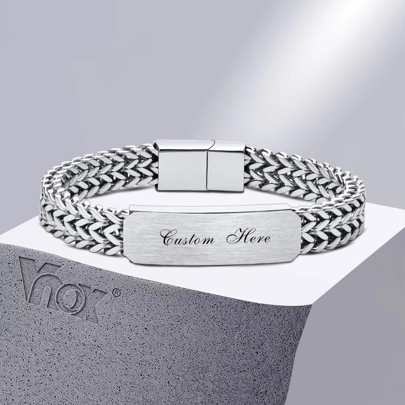 12mm Men's Stainless Steel Double Layered Bracelet