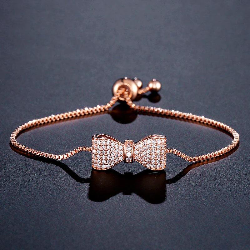Bowknot Adjustable Bracelet with Zirconia for Women