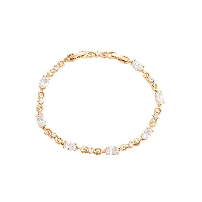 Plated Lake Oval Zircon Link Bracelet Women Jewelry
