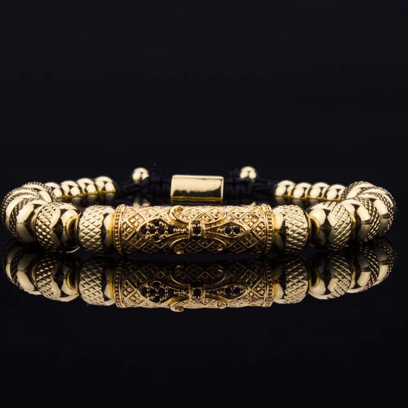 Micro Pave CZ Tube Royal Charm Bracelets Stainless Steel Bangles
