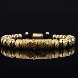 Micro Pave CZ Tube Royal Charm Bracelets Stainless Steel Bangles