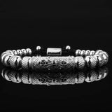 Micro Pave CZ Tube Royal Charm Bracelets Stainless Steel Bangles