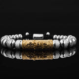 Micro Pave CZ Tube Royal Charm Bracelets Stainless Steel Bangles
