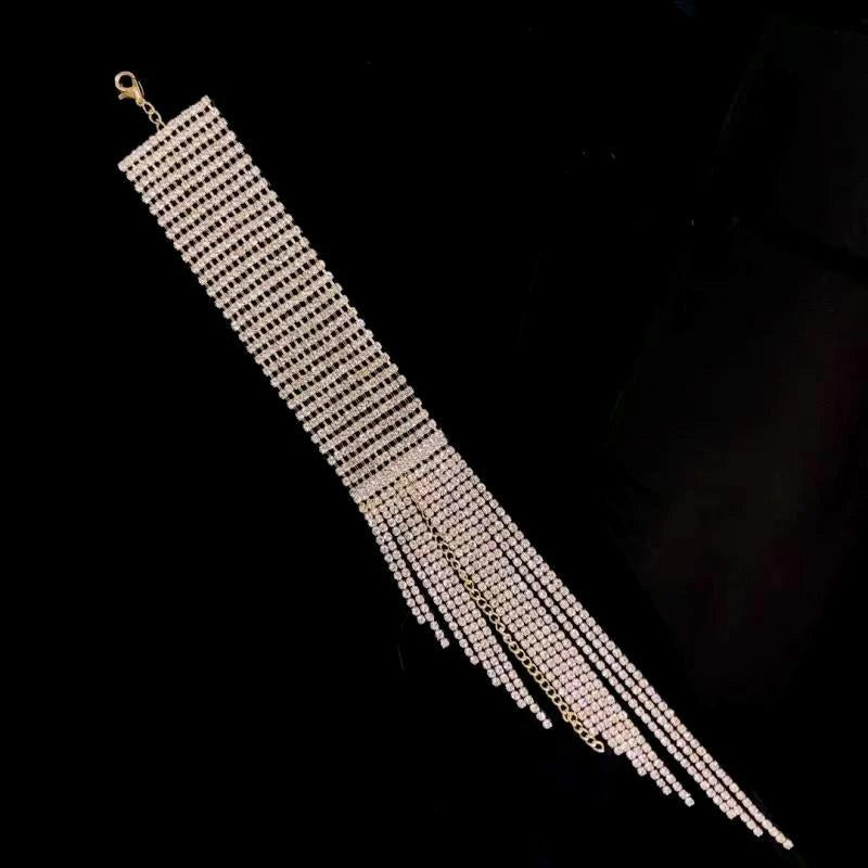 Long Tassel Rhinestone Bracelet Wedding Jewelry