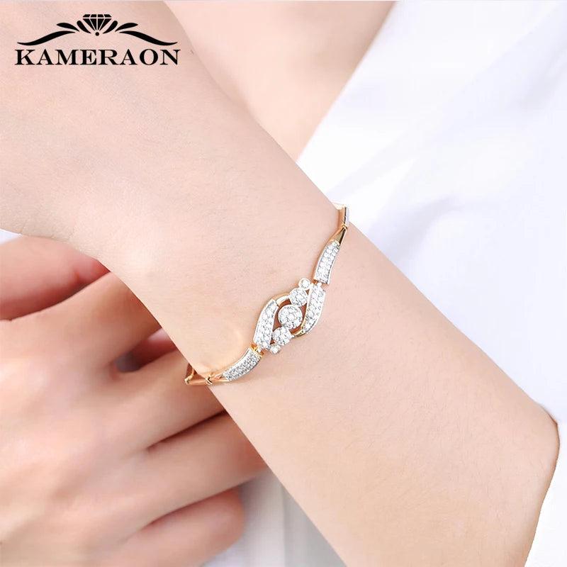Kameraon Kpop Stone Bracelet Double Folding Buckle AAAAA CZ Crystal Friendship